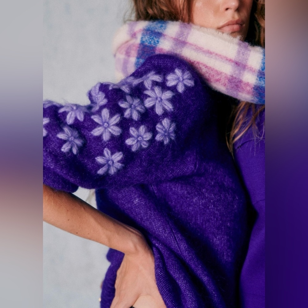 Sezane Luke floral jumper purple size Small new with tags!